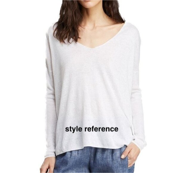 Theory Larlissa Sag Harbor Blue Linen Blend V neck Sweater, Size L - Picture 11 of 13